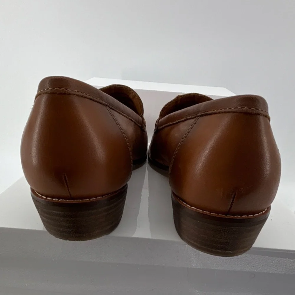 Earth Etelona Elona Round Toe Loafer Flat Women 7.5W Woven Leather Medium Brown